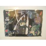 Mixed media and collage 2003 signed modernist picture of "Insects etc", signed Joanna, framed &