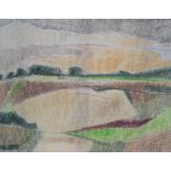 Lucie RIVEL (French 1910-c1995) coloured crayon "Extensive French landscape", signed, framed and