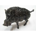 Unmarked, vintage cold painted bronze of a wild boar, 9 cm long by 5 cm high