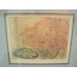 Deidre BORLASE (born 1925) limited edition (2/50) hand coloured etching "The sleeping cat", signed