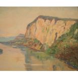 CZ early/mid French impressionist oil on card, "Rocky coastal scene", initialled and dated under