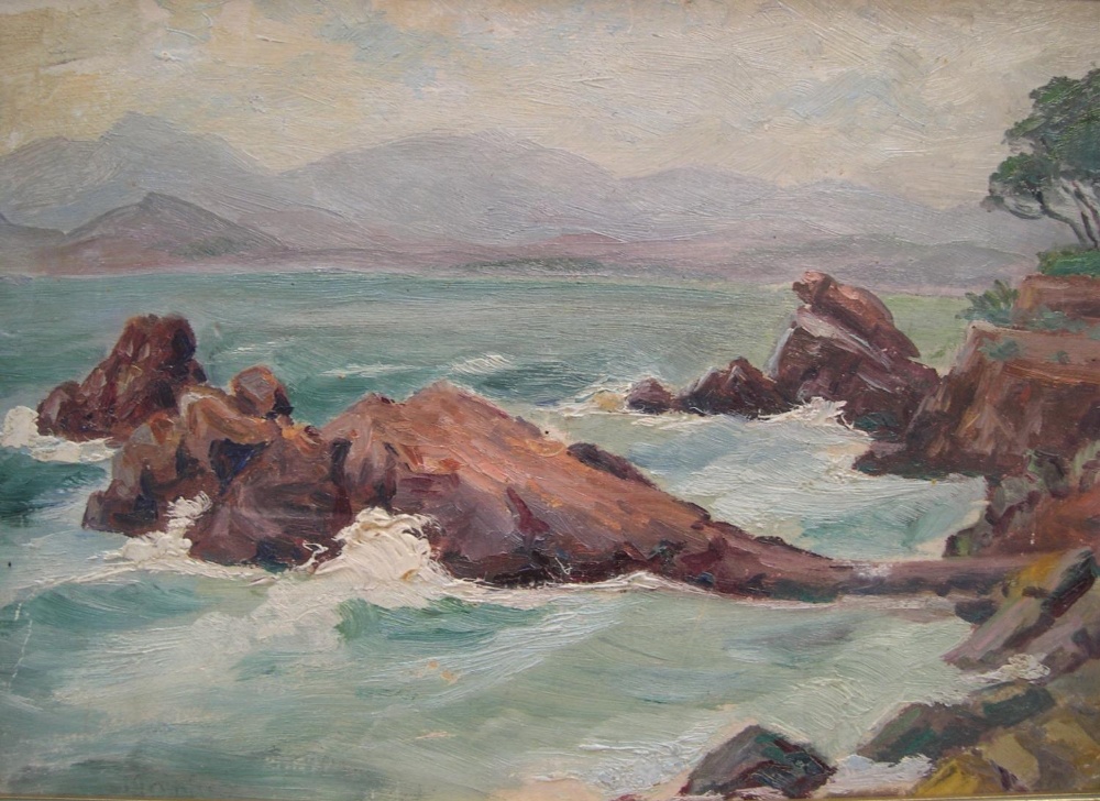 Jean-Baptiste Granger (French 1911-1974) impressionist oil on board "Coastal landscape", - Image 2 of 4