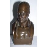 F BARBEDIENNE, antique small bronze bust of French man, signed 9cm high