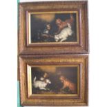 circle of George ARMFIELD (1808-1893), Pair of oil on wood panels, Terriers ratting both in matching