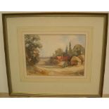 Good quality, early watercolour, view of a farmstead, signed Digby, framed 18 x 24 cm Good condition