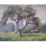 L Gosset 1960s French impressionist oil on board, "Landscape scene", signed, framed, 22 x 29 cm