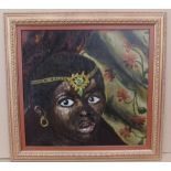 20c oil on board, portrait of an African child, framed 53cm x 57cm