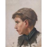 Unsigned, circa 1910 oil portrait of a young boy, framed, 29 x 24 cm Good condition