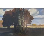 Large, Impressionist oil on canvas, study of a tree in gilt frame, indistinctly signed, gilt