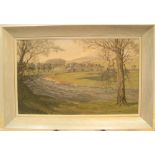 Claude Horsfall (Yorkshire 1907-2003) oil on board, "By the river, Burnsall", signed, framed 37 x 60