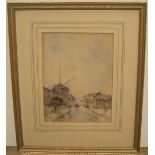 Charles Eyres-Simmons (1875-1955) impressionist watercolour "The high street", signed, framed &