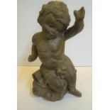 17th/18thC Central European wood carving of a Putti, 42 cms high