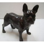 Unmarked, early 20thC, bronze, French Bulldog, 12 cm long by 10 cm high