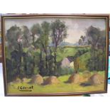 L Gosset 1960s impressionist oil on board, "French Landscape", signed, framed, 29 x 40 cm
