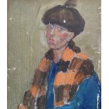 Patrick Lambert LARKING (1907-1981) oil on canvas, "Portrait of a young man with long scarf", studio