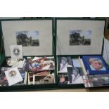 2 beautifully presented box folders full of Royal family memorabilia (150+items) including postcards