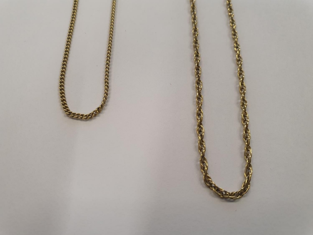 9ct yellow gold chain (3.2 grams & 26 cm long) together with an unmarked ladies gold coloured - Image 2 of 3