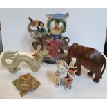 Good collection of items to include Capodimonte & Royal Crown Derby ceramic ornaments, onyx