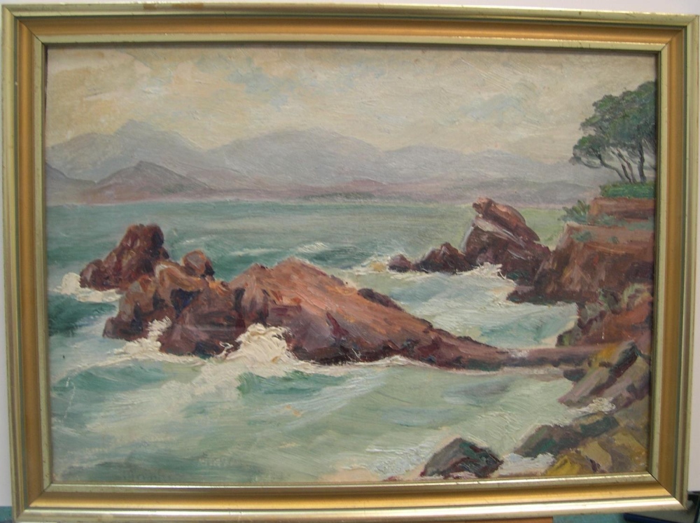 Jean-Baptiste Granger (French 1911-1974) impressionist oil on board "Coastal landscape",