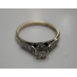 18ct yellow gold & platinum, diamond solitaire ring (approx 0.5ct), Approx gross weight 2.2 grams,