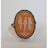 10ct yellow gold cameo ring, 2.6 grams gross, size O