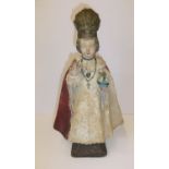 19thC wood and polychrome statue of a saint 41 cm high Minor losses but overall in good condition.