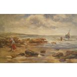 Attributed to William McTAGGART (1835-1910) watercolour, figures on the beach, bears signature,