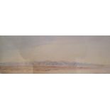 Unsigned, c1900 watercolour "Deserted north African desert scene with mountains in the far