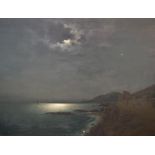 Large, Enrique FLORIDO BERNILS (1873-1929) oil on canvas, "Malaga at night from across the bay",