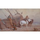 Attributed to Joseph Austin BENWELL (1816-1886) 1881 watercolour "The beached boat", signed and