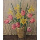 William Lambert BELL (1904-1983) oil on board, "Vase of flowers", framed, wood frame, 44 x 37 cm