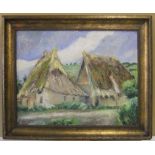 Adolf FEHR (1889-1964) oil on canvas, European thatched cottages, framed, 45 x 64 cm