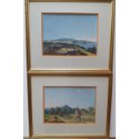 Pair of unsigned Italian grand tour gouache scenes, circa 1900, both framed, Both measure 17 x 23 cm