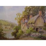 Large, Sidney P. WINDER (1884-1966) watercolour, "The house by the lake", signed, framed & glazed,