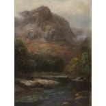 William Lakin TURNER (1867-1936) oil on canvas, "Mountain river landscape", signed, unframed, 25 x