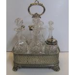 Good quality Victorian silver plate and cut-glass condiment set