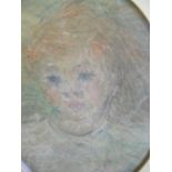 Circle of Mary CASSATT (1844-1926), oval pastel, head study portrait of a young girl, bears large