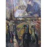 Large, Frank SIMCOCK (born 1929) oil on board, "Still-life with bottles", signed verso, framed, 76 x