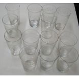 13 Fine quality delicate Victorian etched glass beekers, 7 matching, Mostly approx 11 cm high All