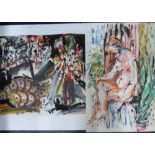 5 large, Hendrik GRISE (1917-1982) modernist watercolour portraits, all unframed