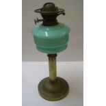 Victorian oil lamp with turquoise glass, 43 cm high