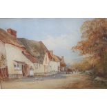 Wiggs KINNAIRD (1870-1930) watercolour, "Figure at country cottage", signed, thin modern frame and