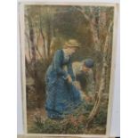 Ebenezer Wake COOK (1843-1926) watercolour, "Picking blackberries", signed, unframed, 29 x 18 cm