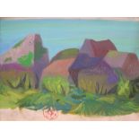 Maurice COLASSON (1911-1992) French cubist landscape, studio stamped, gilt framed, 25 x 34 cm