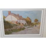 Tom CLOUGH (1867-1943) watercolour "Figure walking down a coutnry lane", signed, in modern, thin
