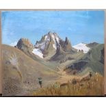 1965 oil on canvas, "Mountain landscape" signed Selway, unframed, 63 x 77 cm