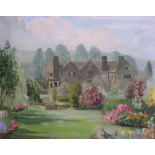 Gordon Clifford BARLOW (1913-2004) oil on canvas, "Country house & gardens", signed, wide painted