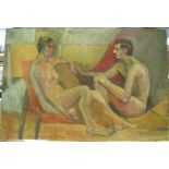 Betty LEUW GREEN (1918-2014) 1986 oil on board, "Naked figures", signed, 51 x 76 cm