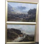 Pair of large, Henry Hadfield CUBLEY (1858-1934) oils on canvas, "Glencoe scenes", dated 1912 &