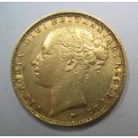 1886 Gold Sovereign, Queen Victoria, Young Head, St George back, Melbourne mint,